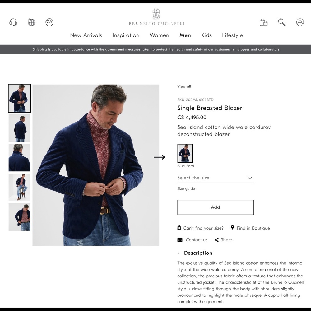 Brunello Cucinelli single breasted blazer